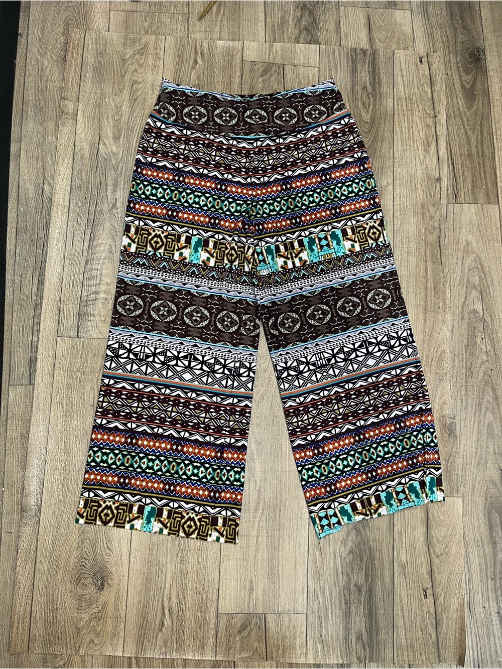 Cato Wide-Leg Tribal Print Pants - Black, Brown, Blue, Green, Orange - Picture 2 of 9